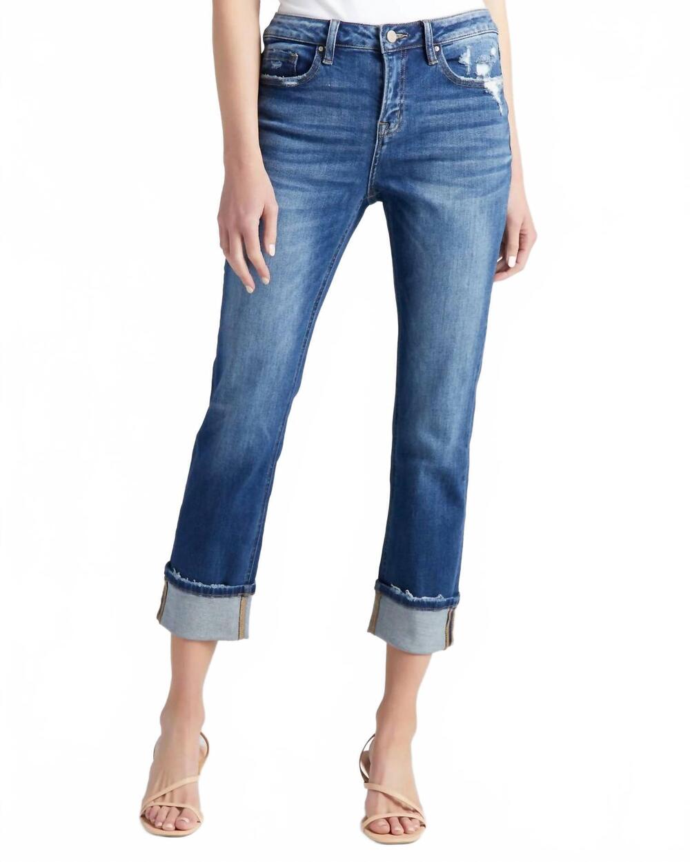 NEW MICA mid rise straight leg jeans with cuff in blue